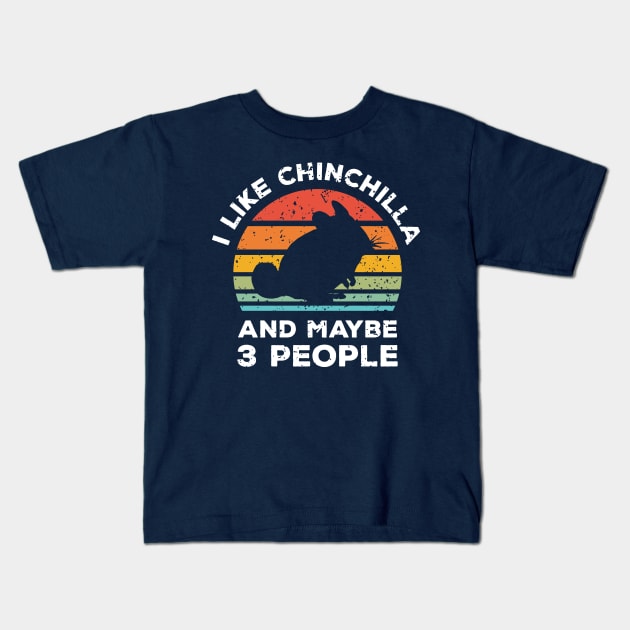 I Like Chinchilla and Maybe 3 People, Retro Vintage Sunset with Style Old Grainy Grunge Texture Kids T-Shirt by Ardhsells